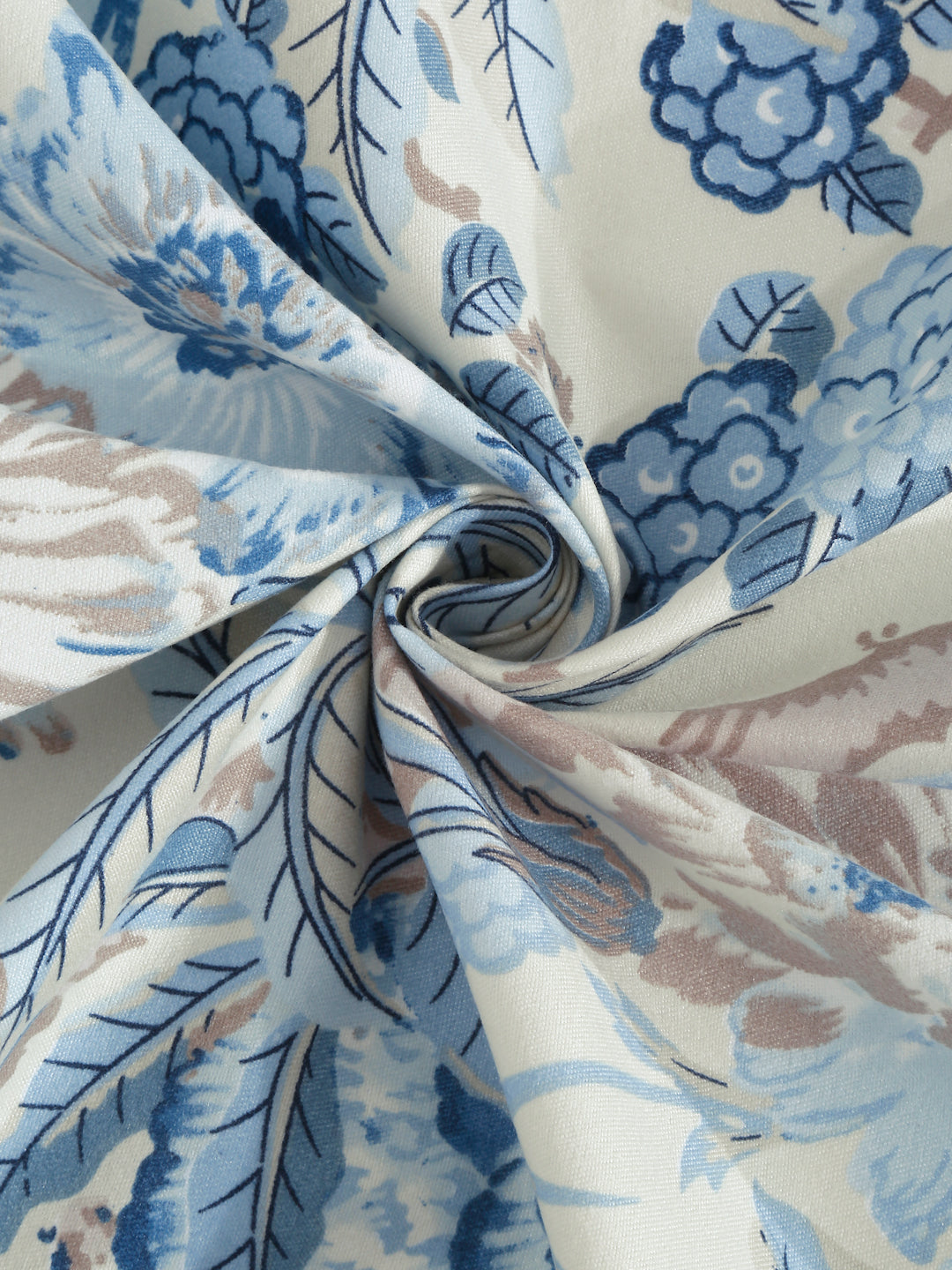 Arrabi Blue Floral TC Cotton Blend King Size Bedsheet with 2 Pillow Covers (250 x 215 cm)