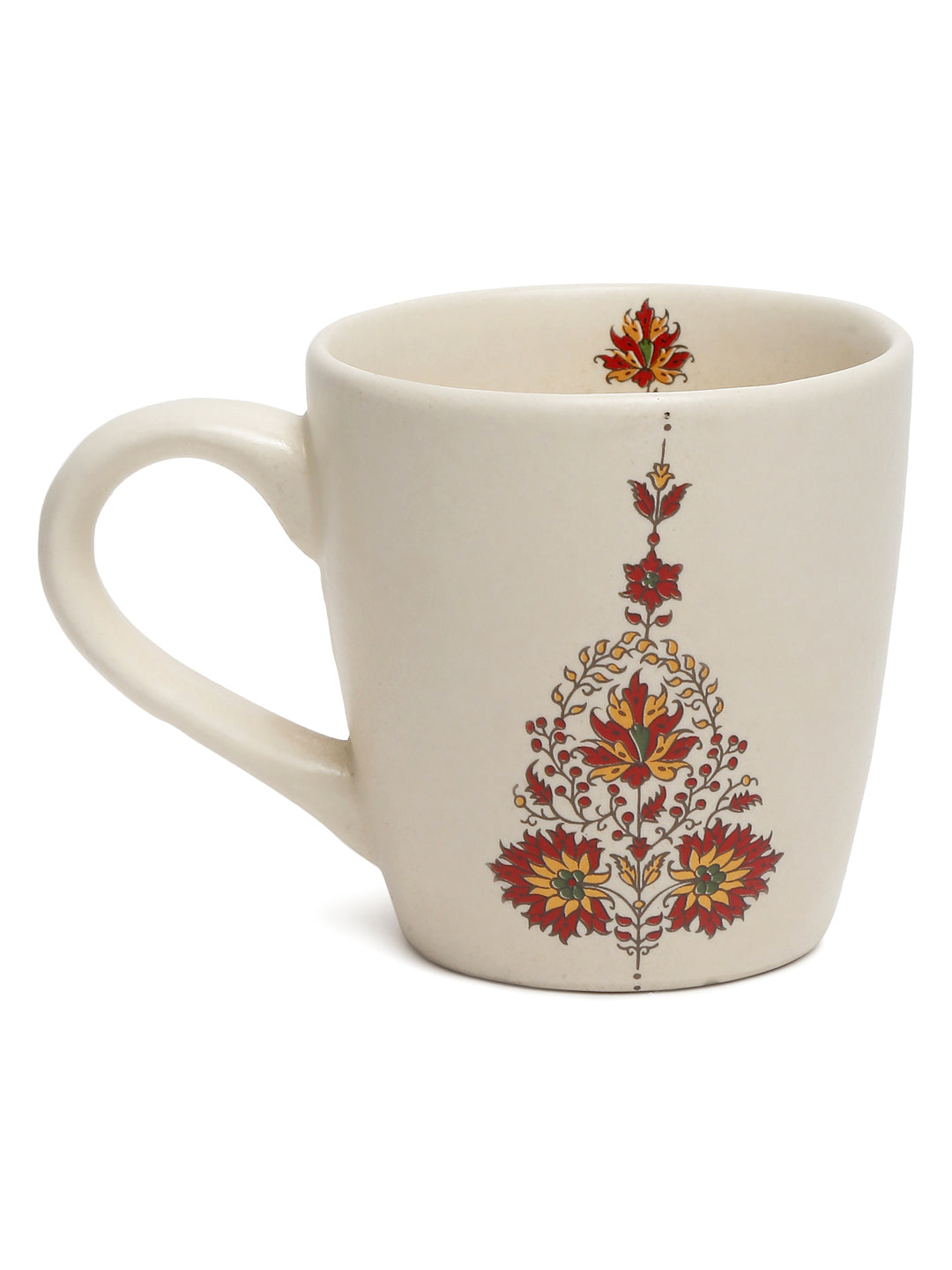 Arrabi Multi Handcrafted Printed Stoneware Matte Floral Tea set (Set of 6)