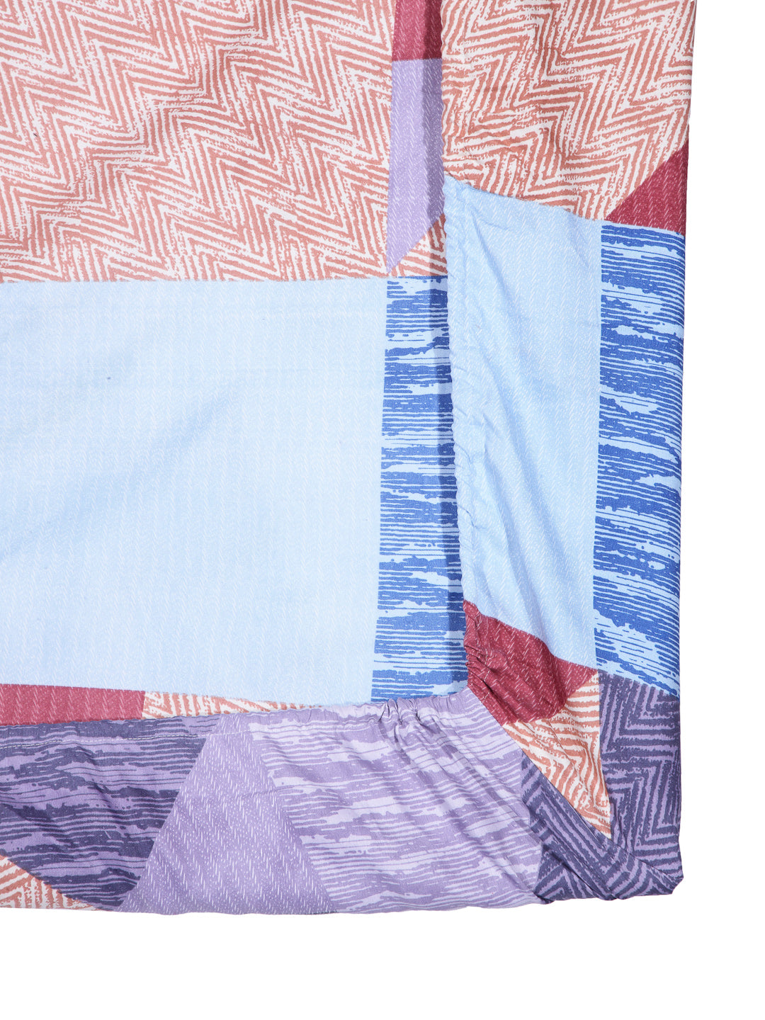 Arrabi Multi Geometric TC Cotton Blend Single Size Fitted Bedsheet with 1 Pillow Cover (220 X 150 cm)