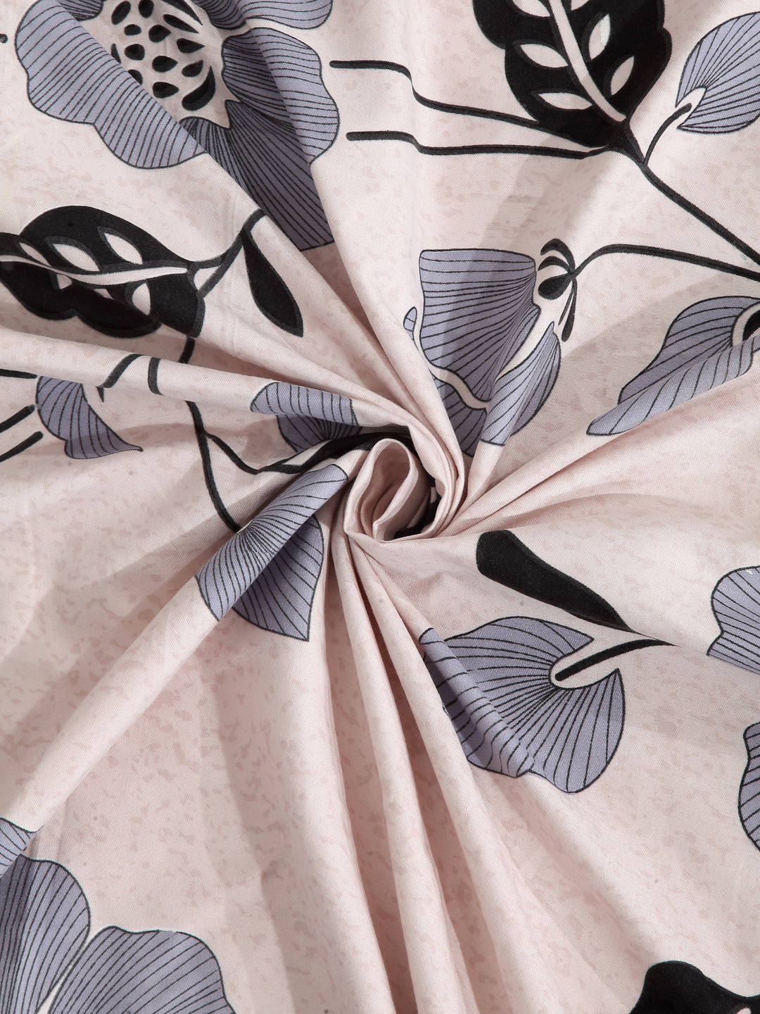 Arrabi Beige Floral TC Cotton Blend King Size Bookfold Bedsheet with 2 Pillow Covers (250 X 220 cm)
