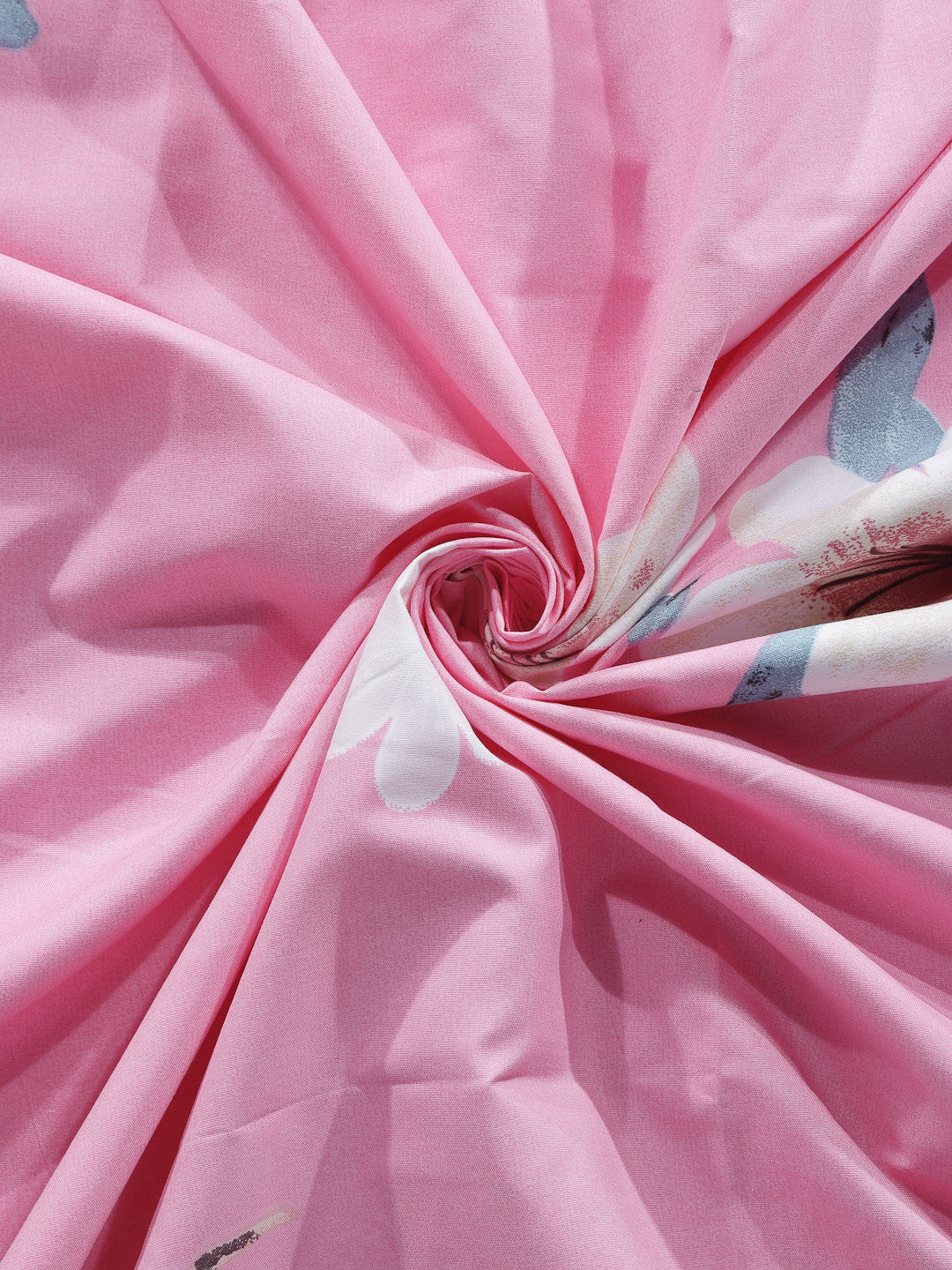 Arrabi Pink Floral TC Cotton Blend King Size Bookfold Bedsheet with 2 Pillow Covers (250 X 215 cm)