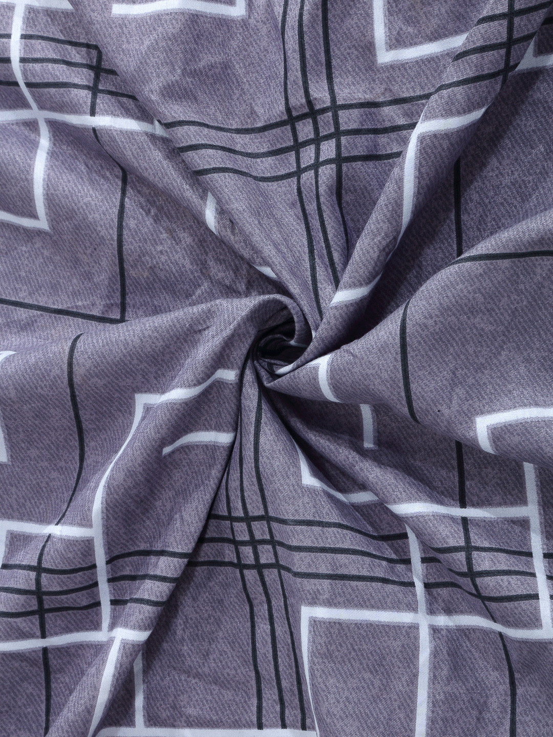 Arrabi Grey Abstract TC Cotton Blend Super King Size Bookfold Bedsheet with 2 Pillow Covers (270 X 260 cm)