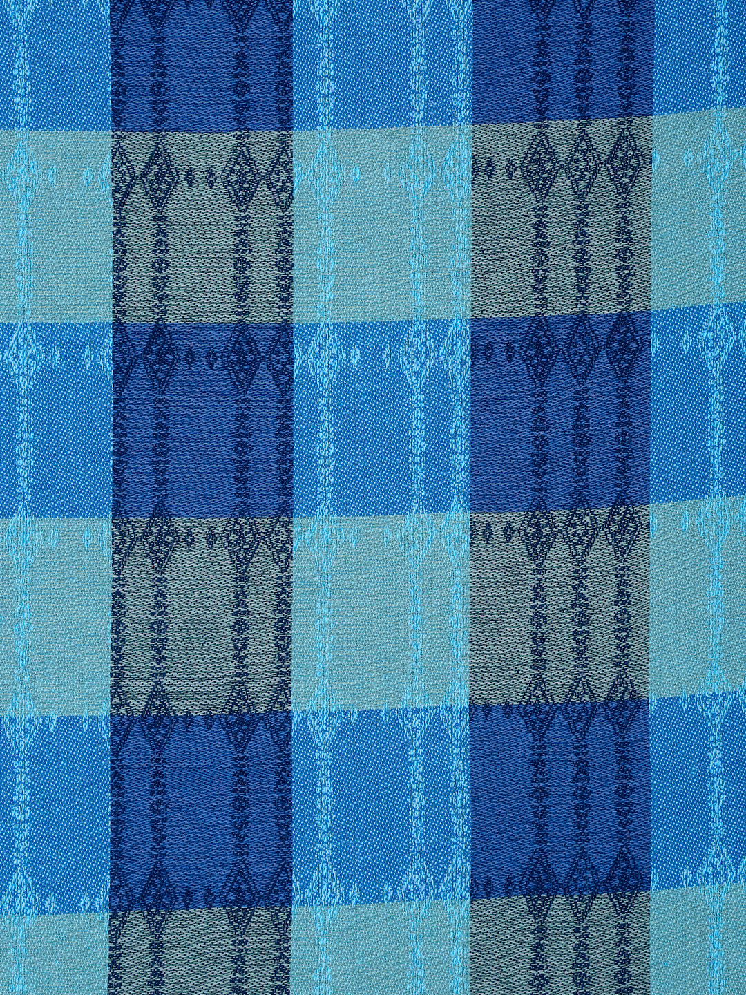 Arrabi Blue Geometric 100% Handwoven Cotton 8 SEATER Table Cover (225 x 150 cm)