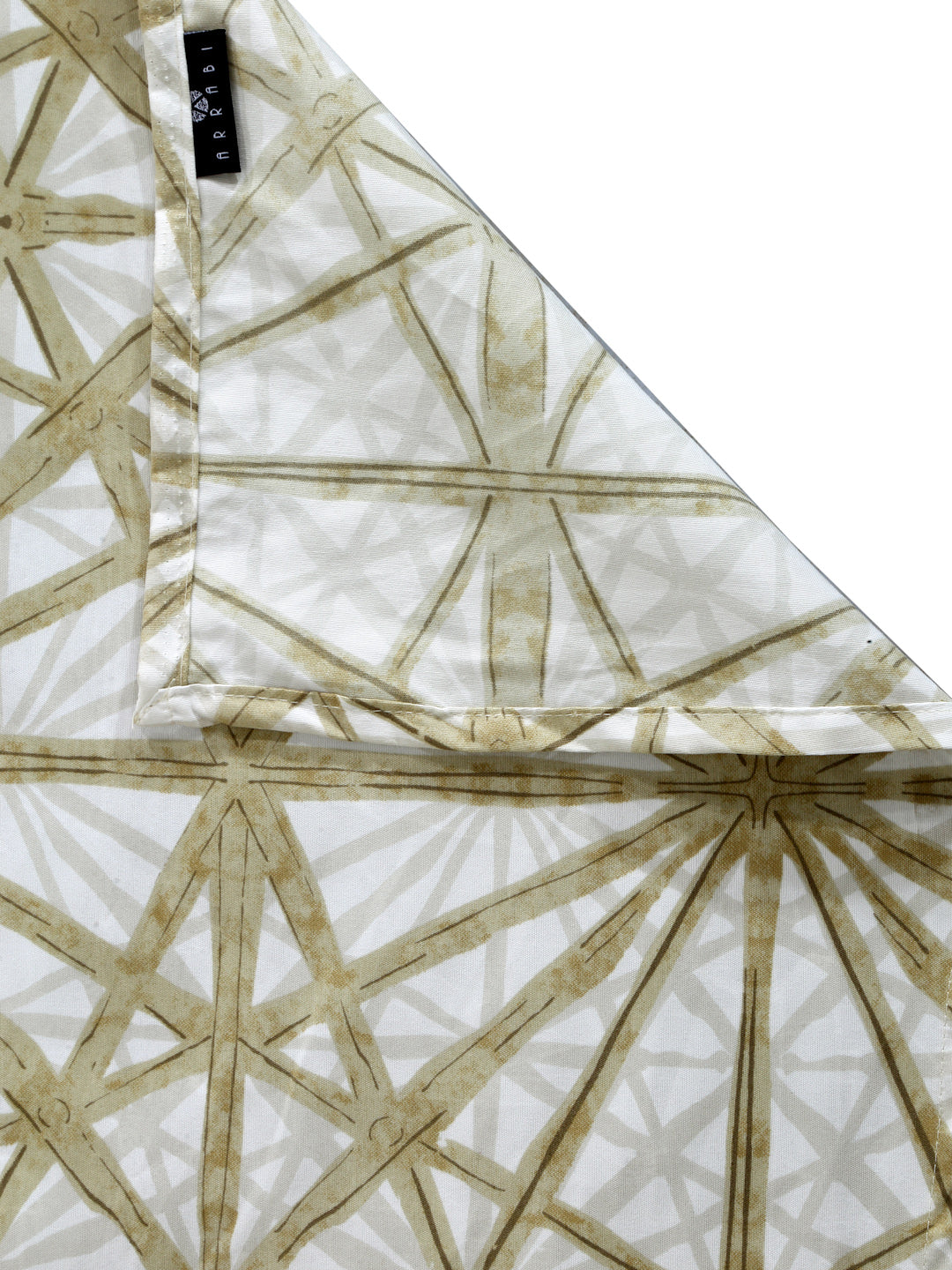 Arrabi Beige Geometric Cotton Blend 6 SEATER Table Cover (180 X 130 cm)
