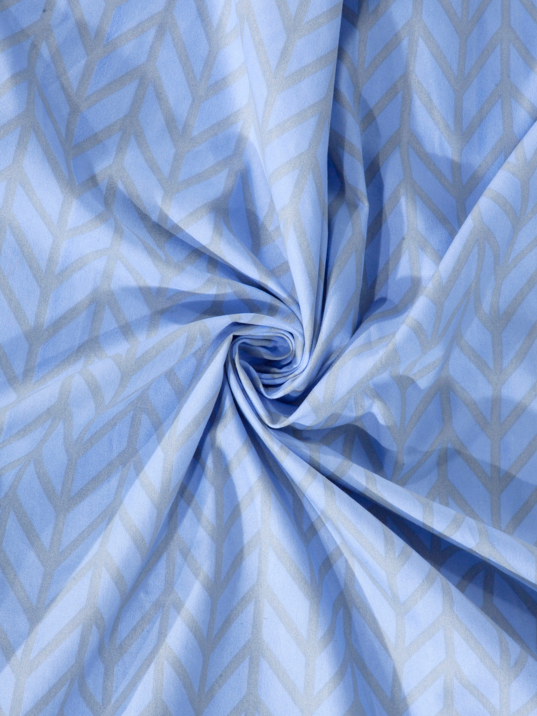 Arrabi Blue Graphic TC Cotton Blend King Size Bookfold Bedsheet with 2 Pillow Covers (250 X 220 cm)