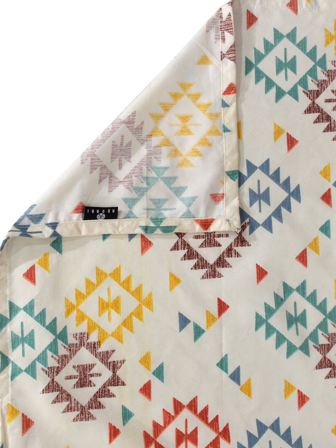 Arrabi Cream Goemetric Cotton Blend 8 SEATER Table Cover (215 x 150 cm)