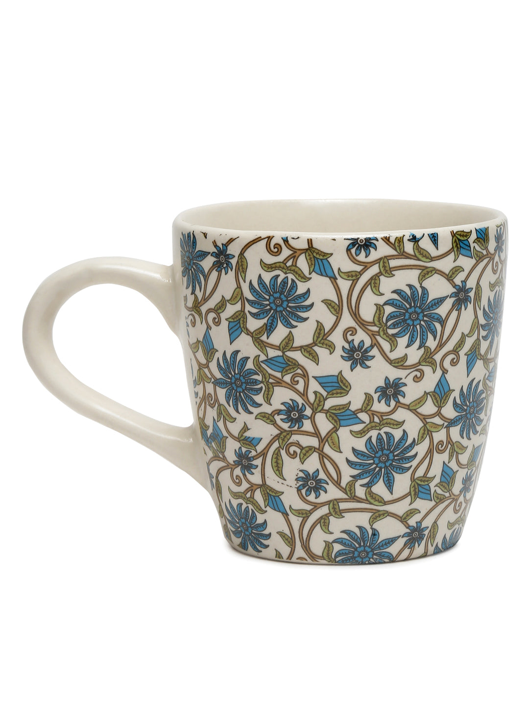 Arrabi Multi Handcrafted Printed Stoneware Matte Floral Tea set (Set of 6)