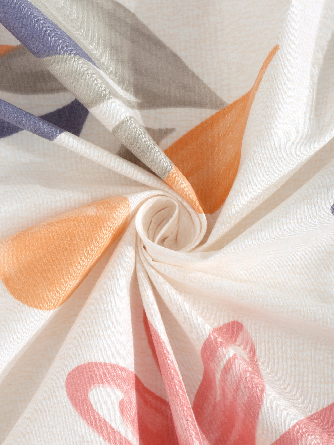 Arrabi Cream Floral TC Cotton Blend King Size Bedsheet with 2 Pillow Covers (250 x 215 cm)