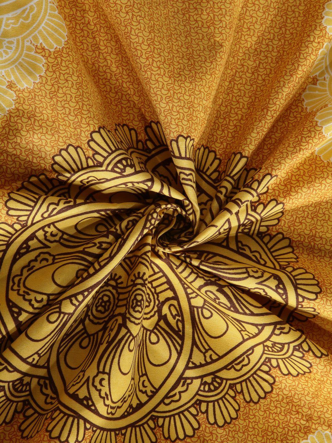 Arrabi Yellow Indian TC Cotton Blend King Size Bookfold Bedsheet with 2 Pillow Covers (250 X 215 cm)