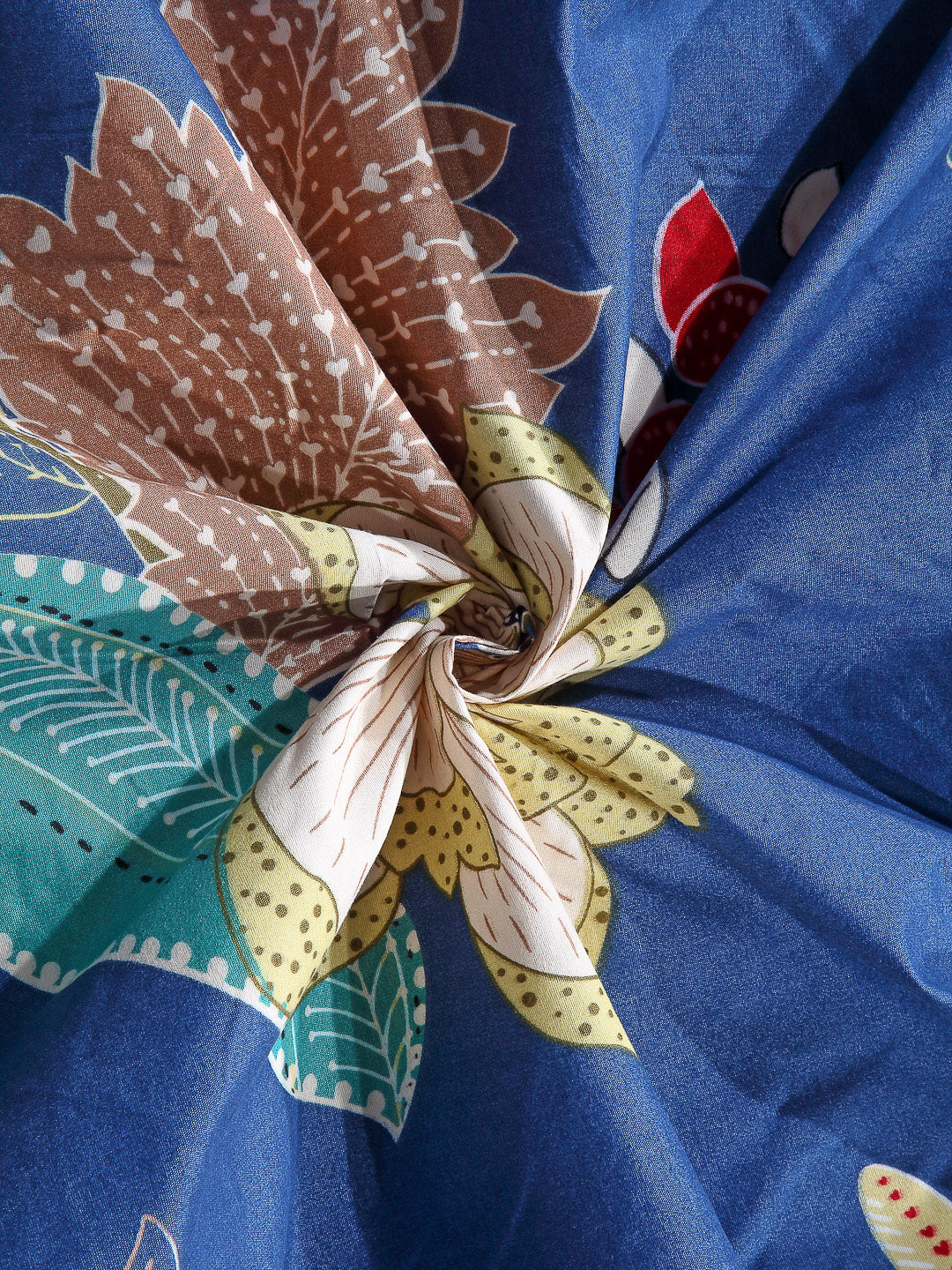 Arrabi Blue Floral TC Cotton Blend Single Size Bedsheet with 1 Pillow Cover (220 x 150 cm)