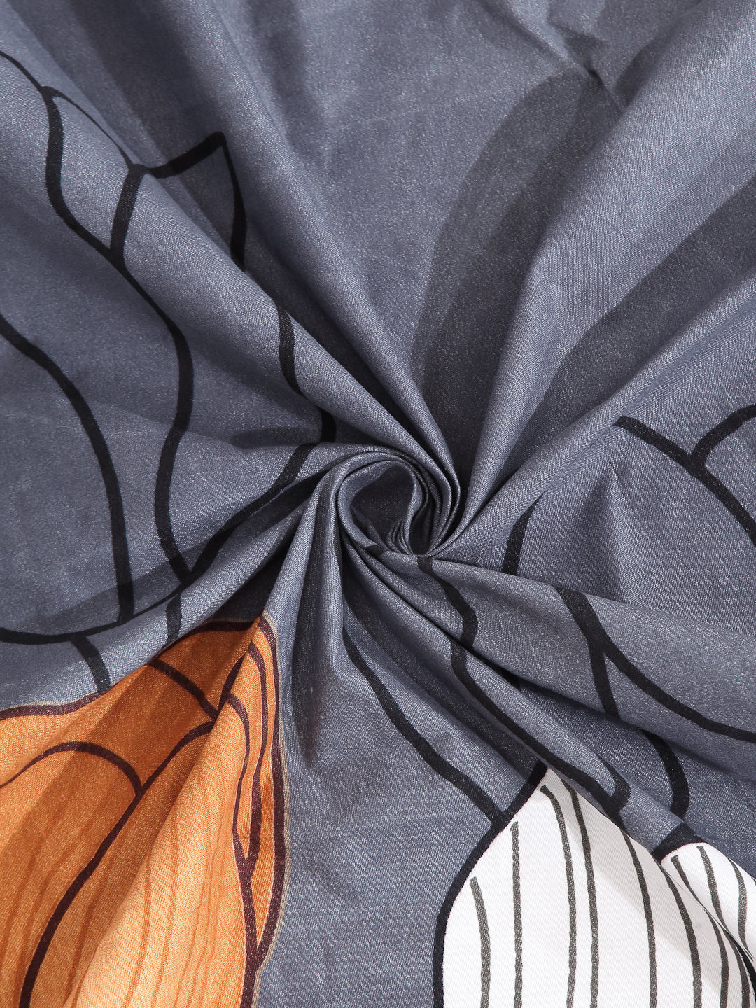 Arrabi Grey Floral TC Cotton Blend Single Size Bedsheet with 1 Pillow Cover (215 x 150 cm)