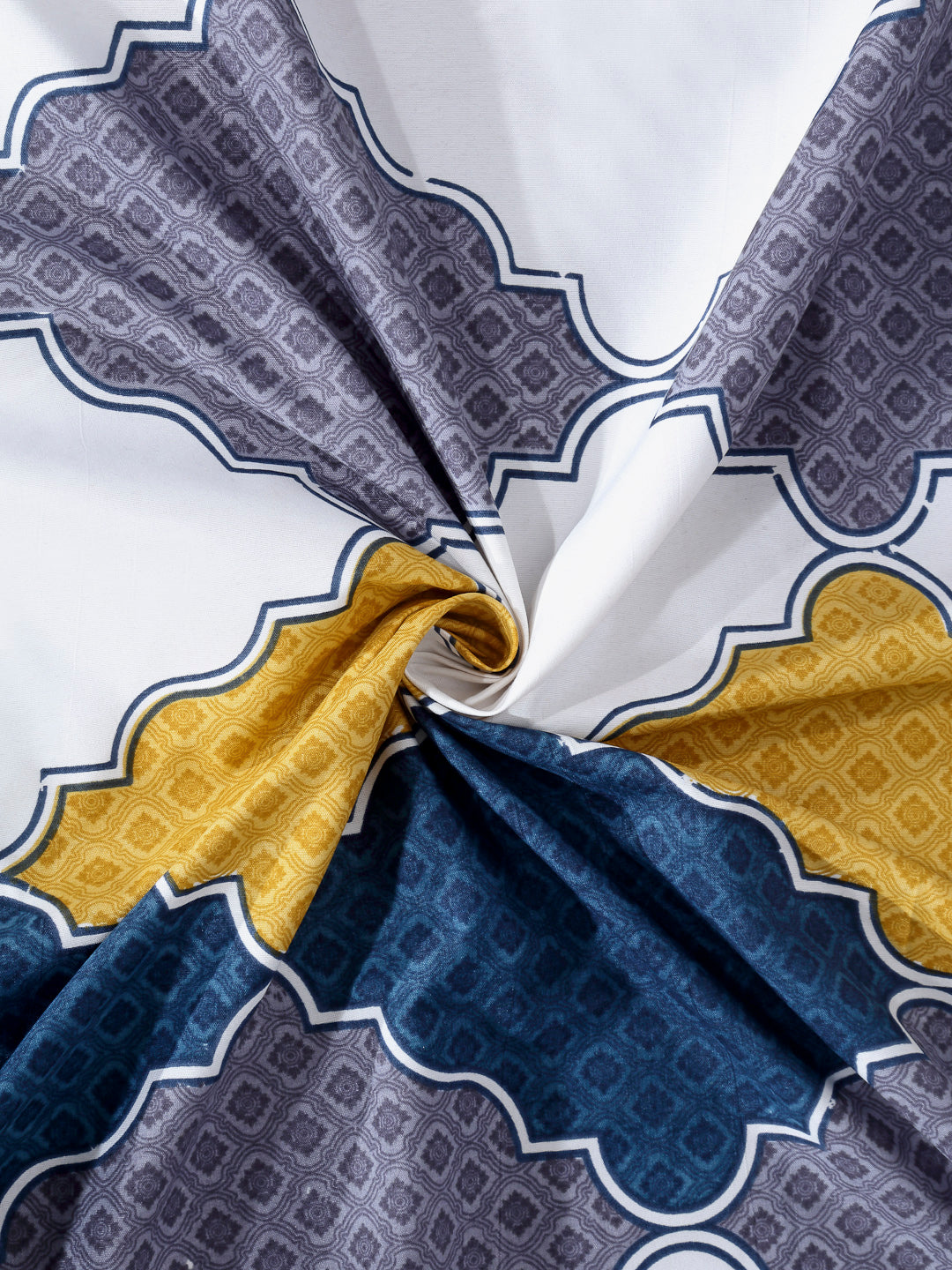 Arrabi Multi Geometric TC Cotton Blend Single Size Bedsheet with 1 Pillow Cover (220 x 150 cm)