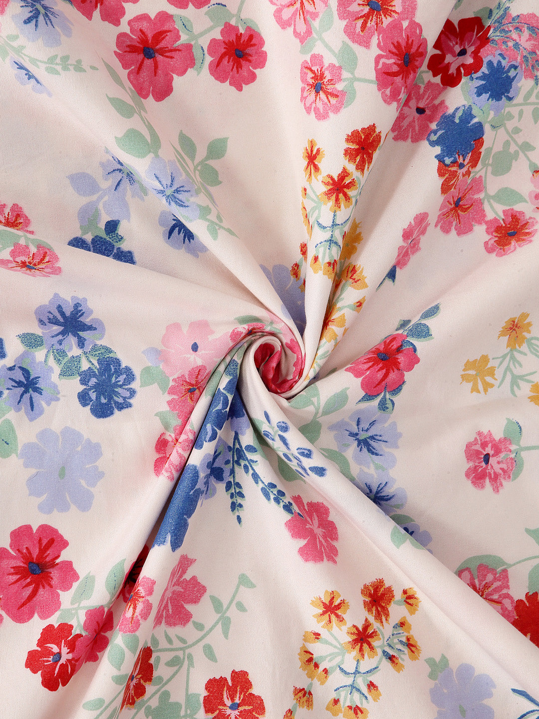 Arrabi Pink Floral TC Cotton Blend King Size Bookfold Bedsheet with 2 Pillow Covers (250 X 215 cm)