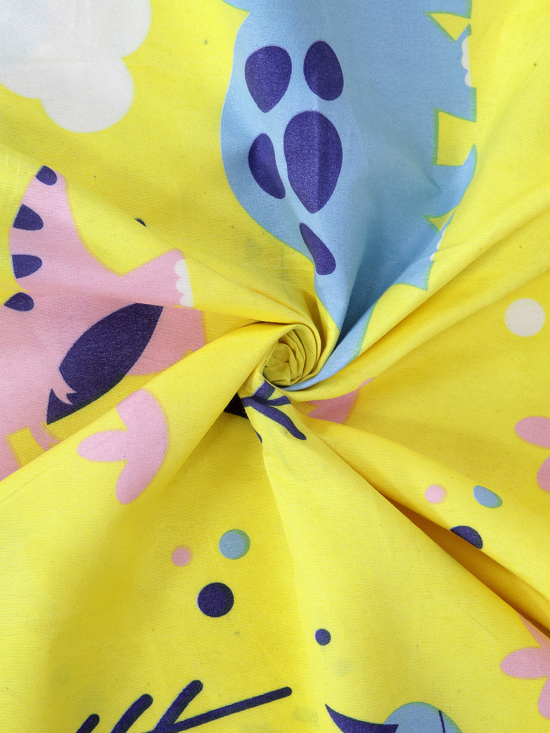 Arrabi Yellow Cartoon TC Cotton Blend Single Size Bedsheet with 1 Pillow Cover (215 x 150 cm)