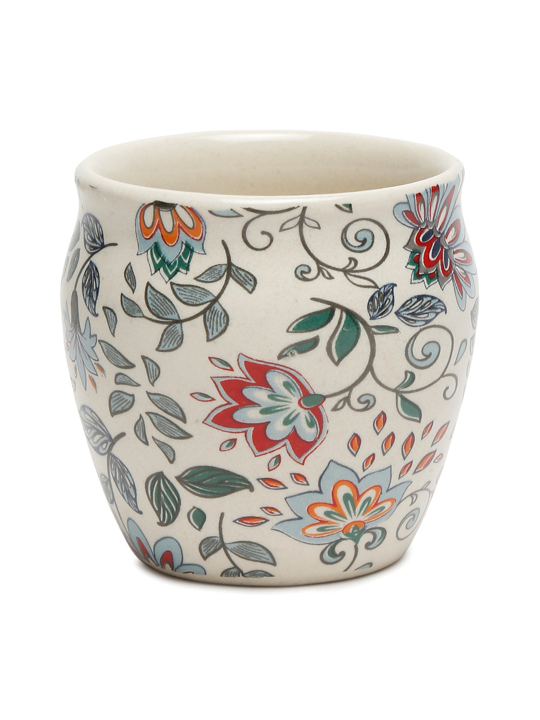 Arrabi Multi Stoneware Floral Kullar set (Set of 6)