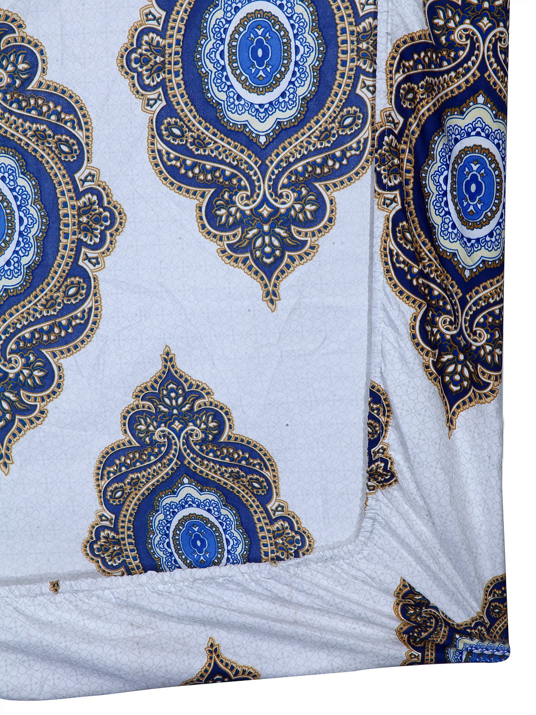Arrabi White Indian TC Cotton Blend Single Size Fitted Bedsheet with 1 Pillow Cover (220 X 150 cm)