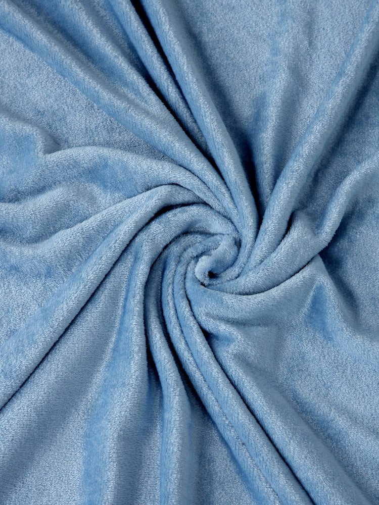 Arrabi Sky Blue Solid King Size Warm Woolen Bedsheet