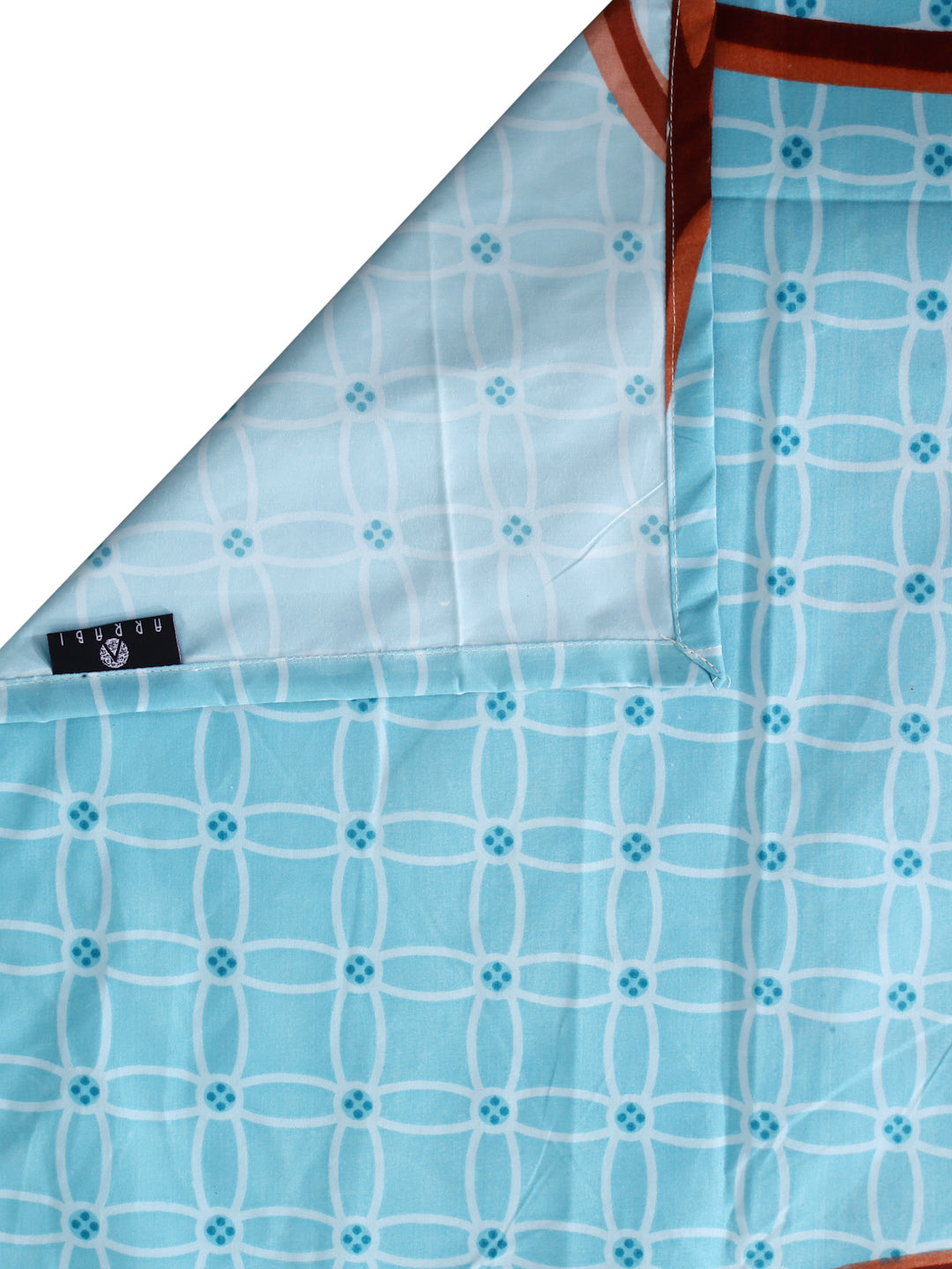 Arrabi Blue Graphic Cotton Blend 6 SEATER Table Cover (180 X 130 cm)