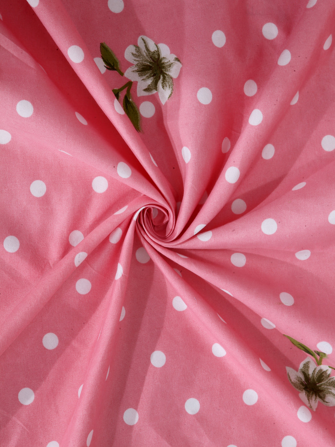 Arrabi Pink Floral TC Cotton Blend King Size Bookfold Bedsheet with 2 Pillow Covers (250 X 215 cm)