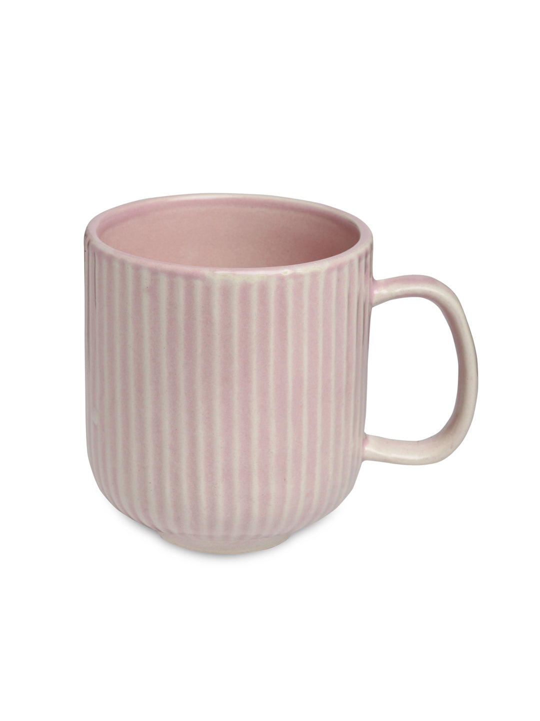 Stripped Set of 2 Ceramic Mugs With Tray