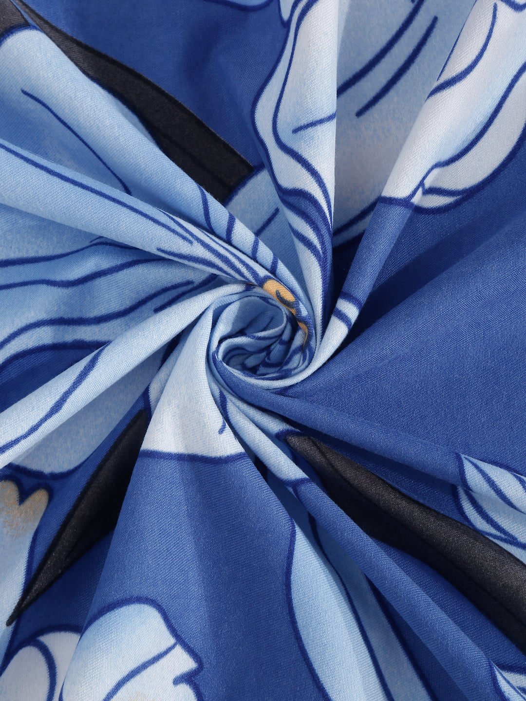 Arrabi Blue Floral TC Cotton Blend Super King Size Bedsheet with 2 Pillow Covers (270 x 260 cm)