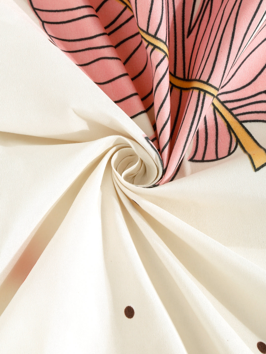 Arrabi Cream Leaf TC Cotton Blend King Size Bedsheet with 2 Pillow Covers (250 x 215 cm)
