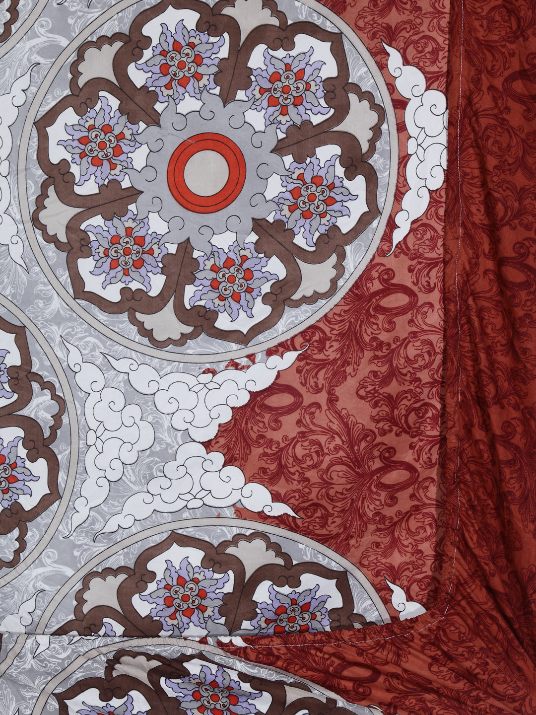 Arrabi Grey Indian TC Cotton Blend Single Size Fitted Bedsheet with 1 Pillow Cover (220 X 150 cm)