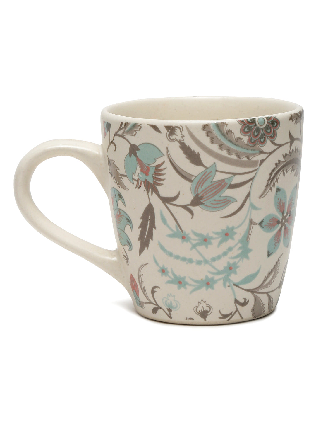 Arrabi Multi Handcrafted Printed Stoneware Matte Leaf Tea set (Set of 6)