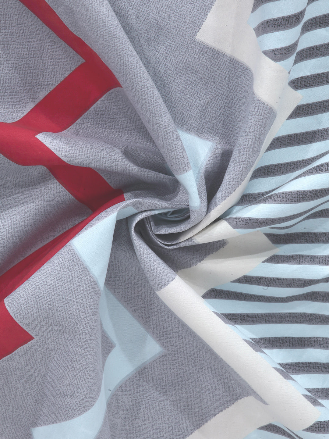 Arrabi Grey Geometric TC Cotton Blend King Size Bedsheet with 2 Pillow Covers (250 X 215 cm)