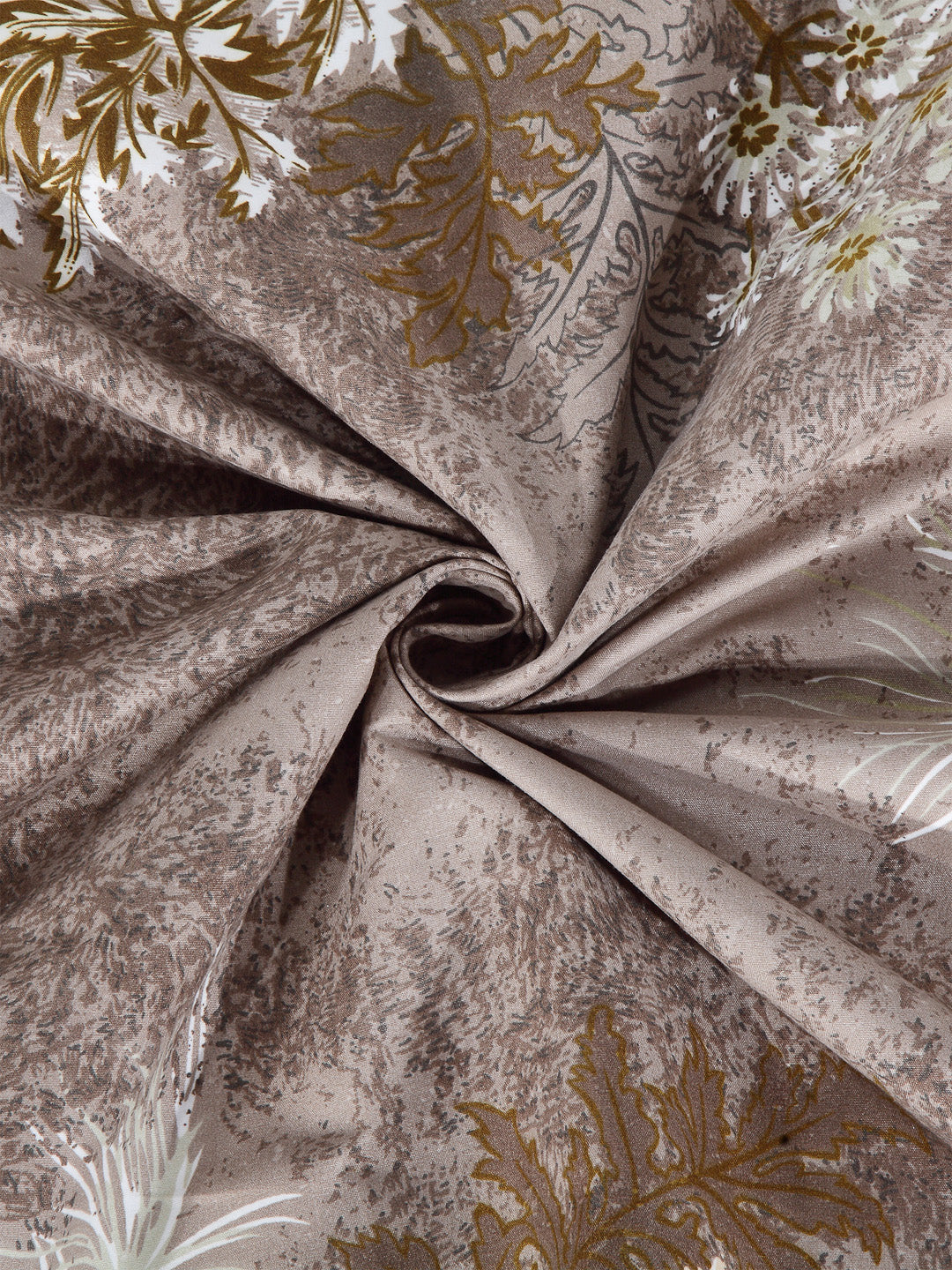 Arrabi Brown Floral TC Cotton Blend King Size Bedsheet with 2 Pillow Cover (250 x 225 cm)