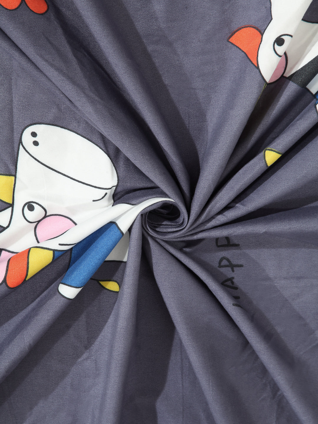 Arrabi Grey Cartoon TC Cotton Blend Single Size Bedsheet with 1 Pillow Cover (215 x 150 cm)