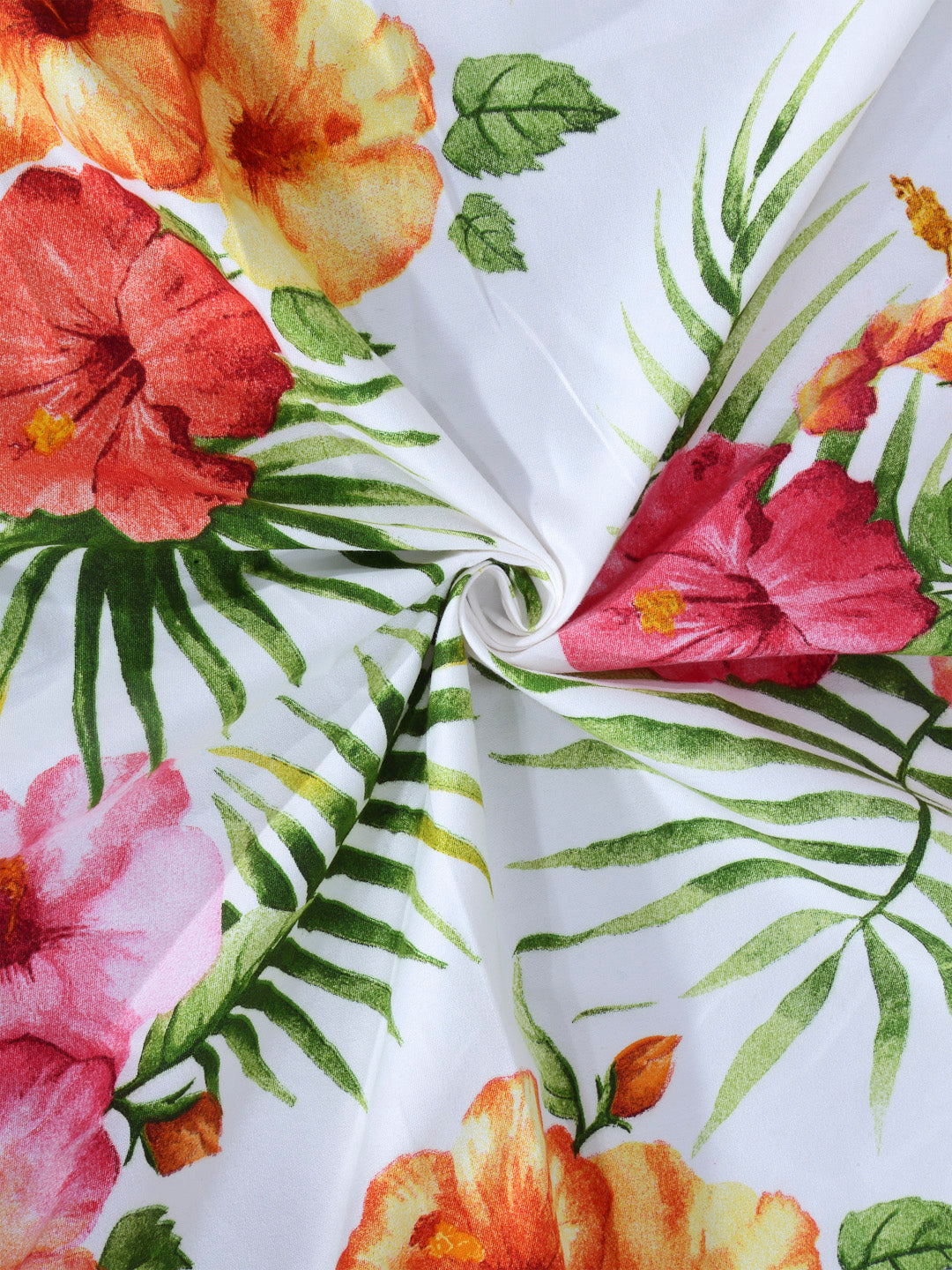 Arrabi Multi Floral TC Cotton Blend Single Size Fitted Bedsheet with 1 Pillow Cover (220 X 150 cm)