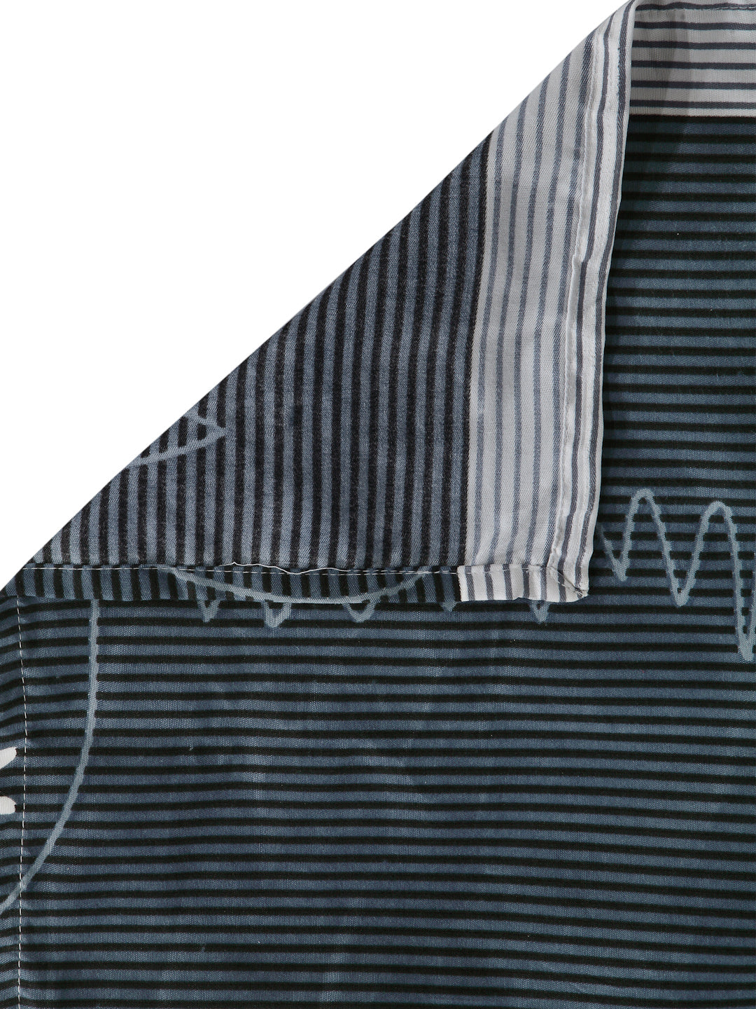 Arrabi Grey Stripes TC Cotton Blend King Size Bedsheet with 2 Pillow Cover (250 x 225 cm)