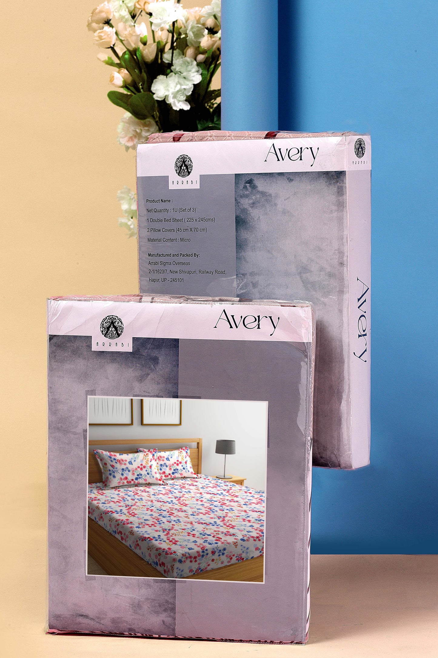 Arrabi Pink Floral TC Cotton Blend King Size Bookfold Bedsheet with 2 Pillow Covers (250 X 215 cm)
