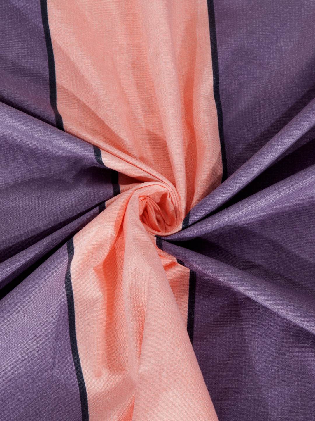 Arrabi Peach Stripes TC Cotton Blend Single Size Fitted Bedsheet with 1 Pillow Cover (220 X 150 cm)