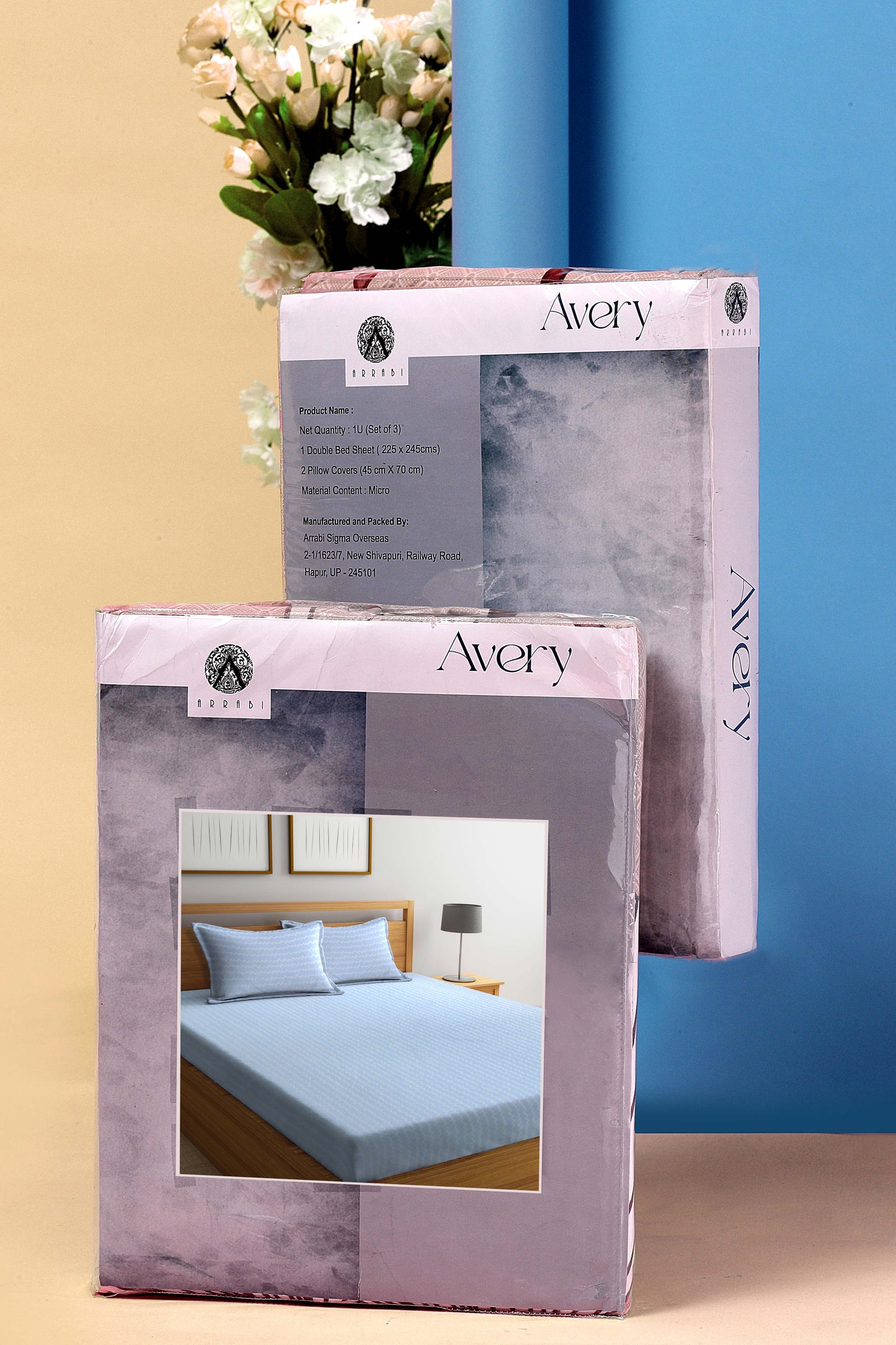 Arrabi Blue Stripes TC Cotton Blend King Size Bookfold Bedsheet with 2 Pillow Covers (250 X 215 cm)