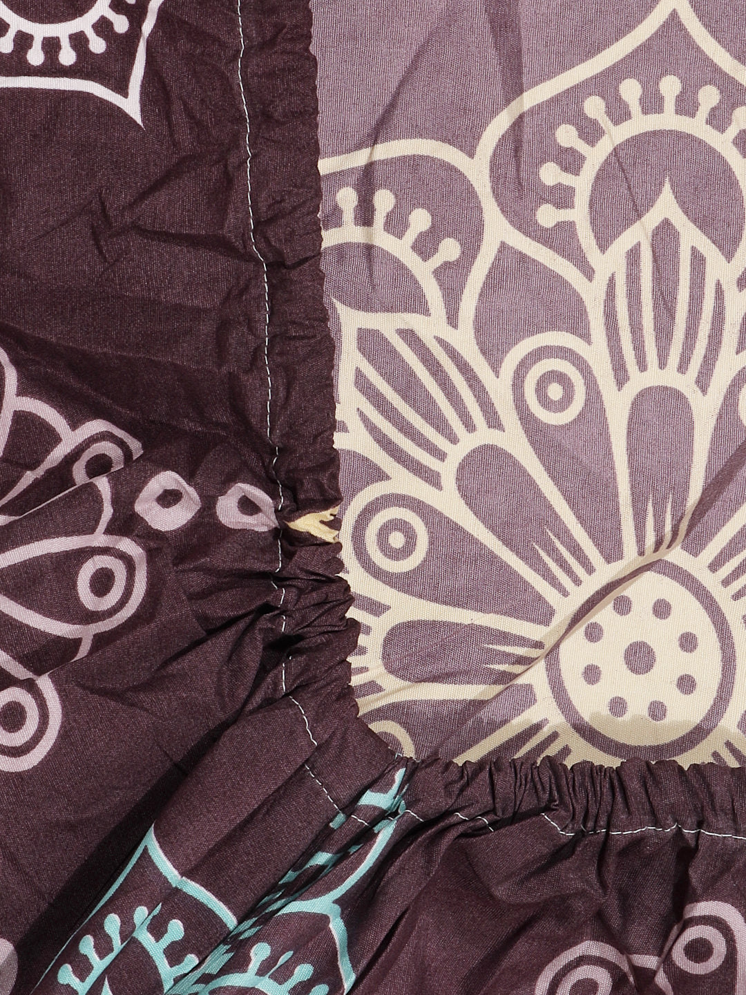 Arrabi Violet Floral TC Cotton Blend Single Size Fitted Bedsheet with 1 Pillow Cover (215 x 150 cm)