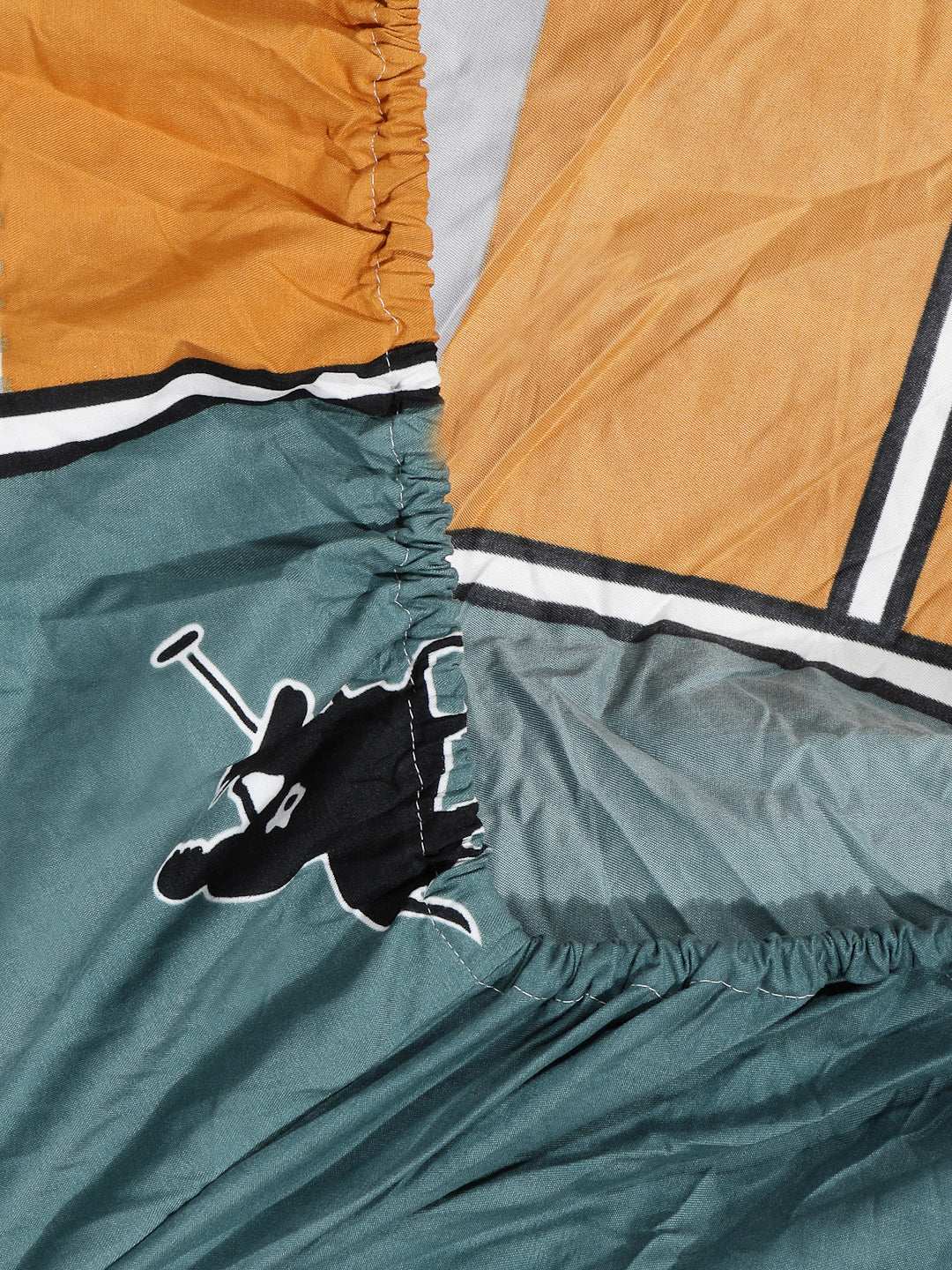 Arrabi Multi Stripes TC Cotton Blend Super King Size Fitted Bedsheet with 2 Pillow Covers (270 X 260 Cm)