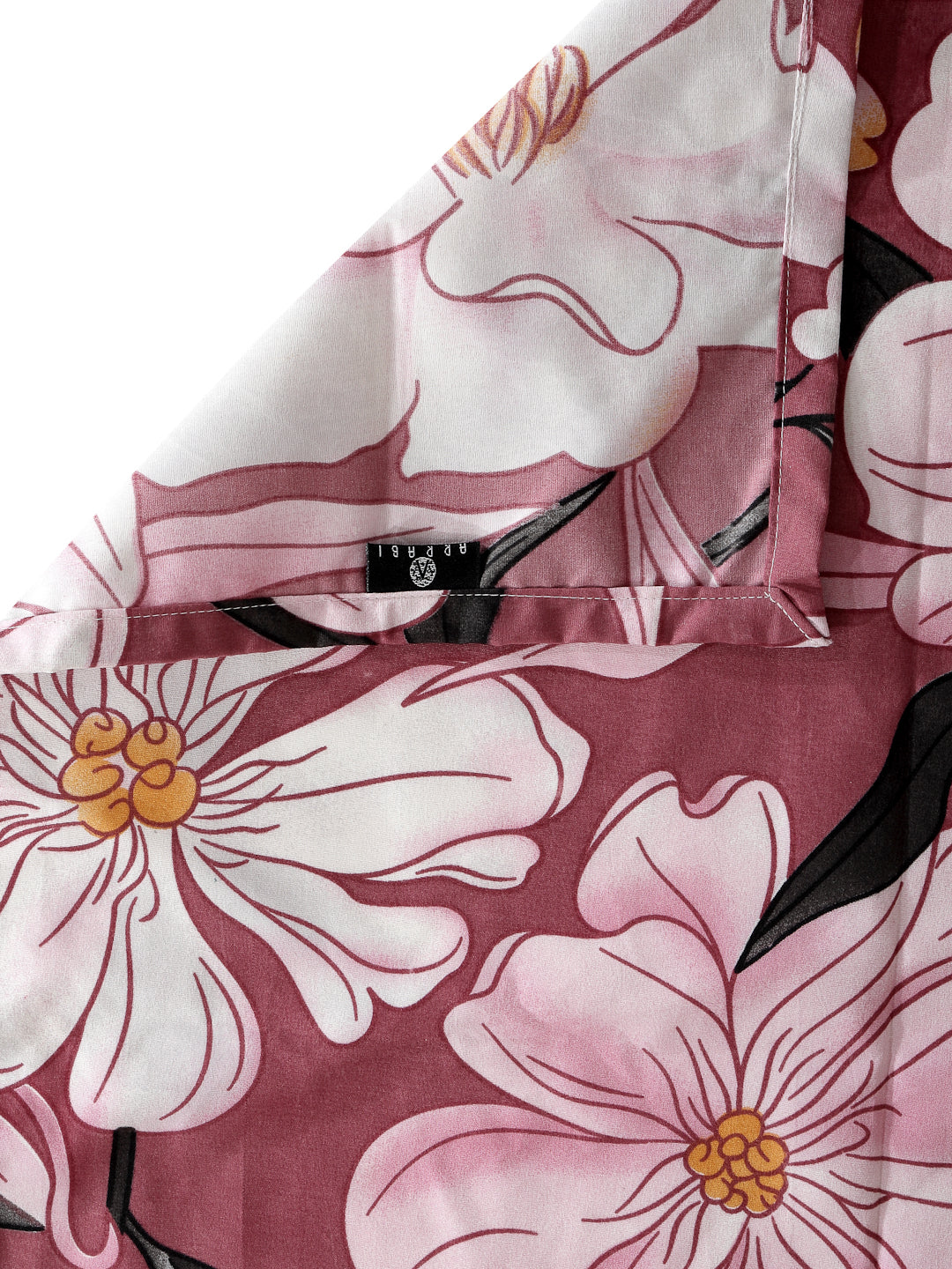 Arrabi Pink Floral TC Cotton Blend Super King Size Bedsheet with 2 Pillow Covers (270 x 260 cm)