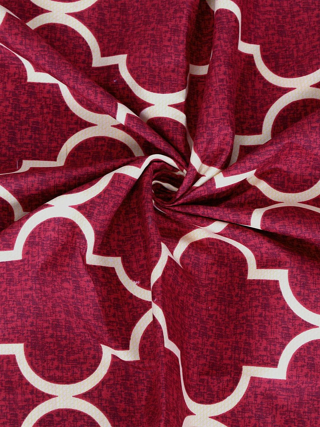Arrabi Red Graphic TC Cotton Blend Single Size Fitted Bedsheet with 1 Pillow Cover (220 X 150 cm)