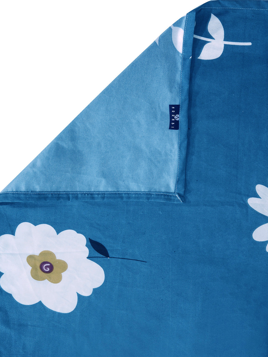 Arrabi Teal Floral TC Cotton Blend Super King Size Bookfold Bedsheet with 2 Pillow Covers (270 X 260 cm)