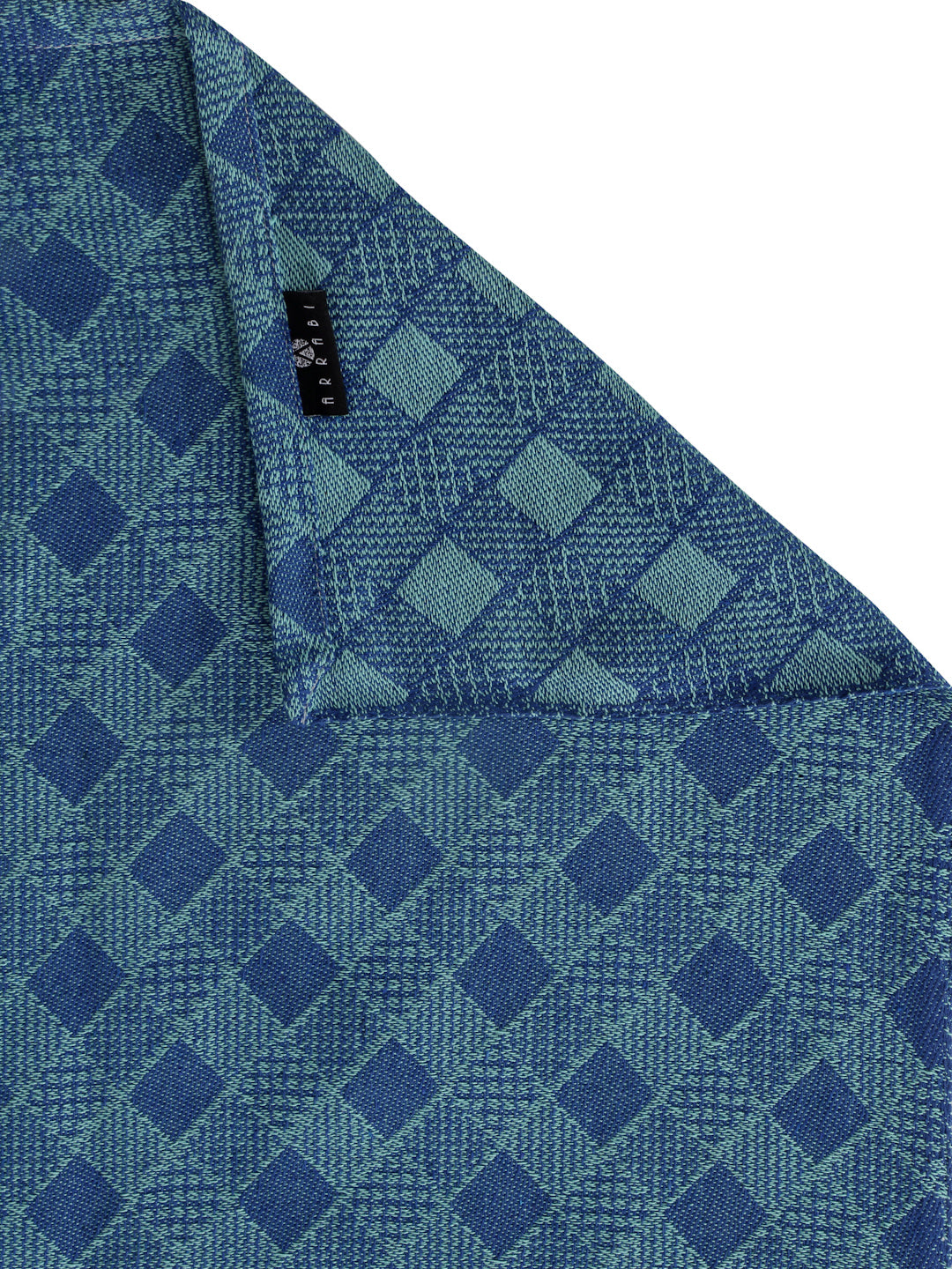 Arrabi Blue Geometric Handwoven Cotton Single Size Bedsheet with 1 Pillow Cover (215 x 150 cm)
