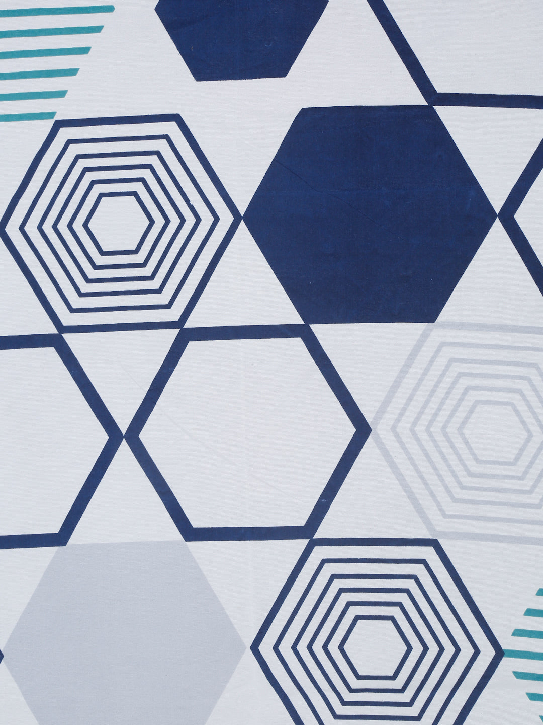 Arrabi White Geometric TC Cotton Blend King Size Bedsheet with 2 Pillow Covers (250 x 215 cm)