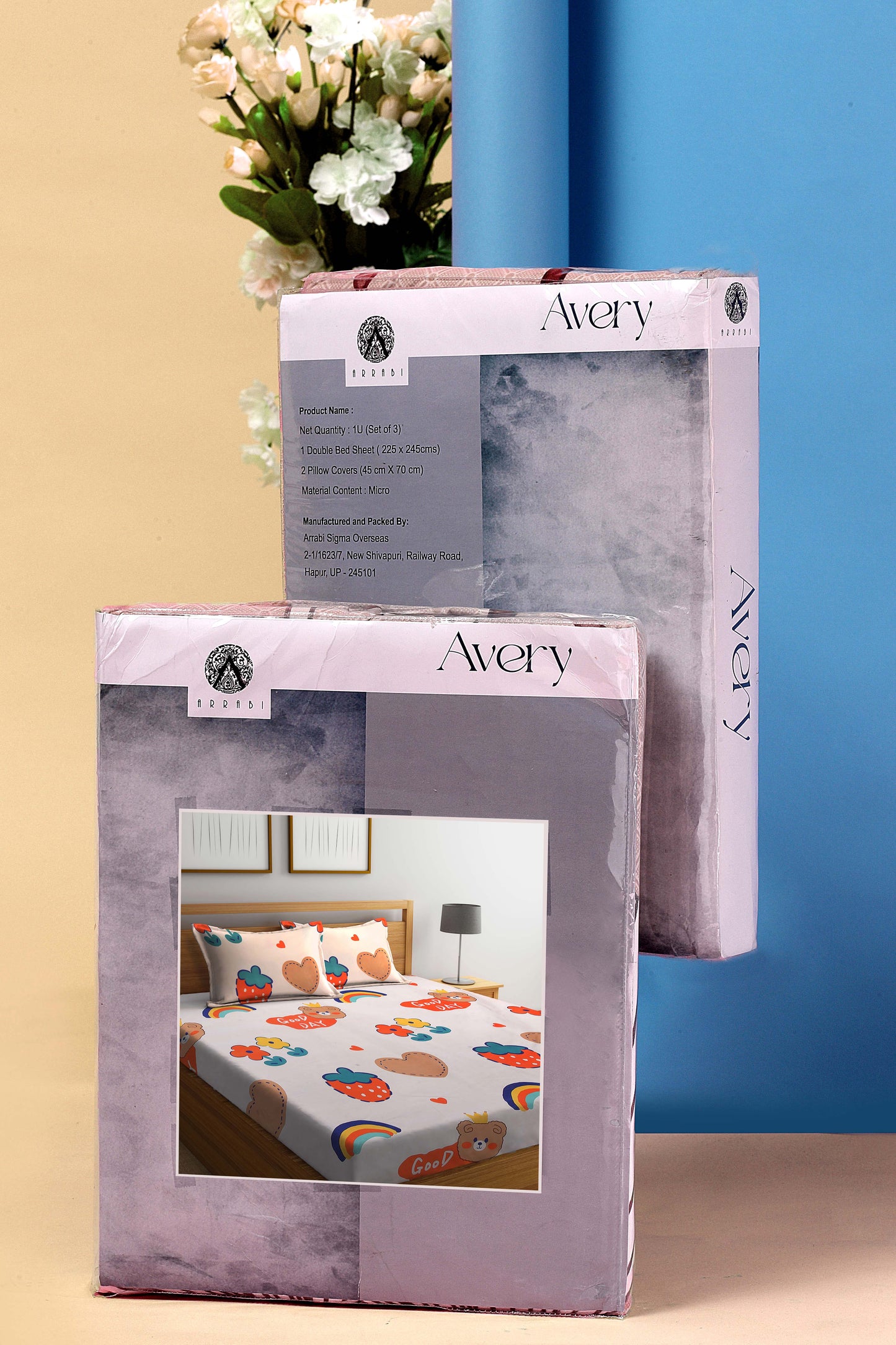 Arrabi Multi Cartoon TC Cotton Blend King Size Bookfold Bedsheet with 2 Pillow Covers (250 X 215 cm)