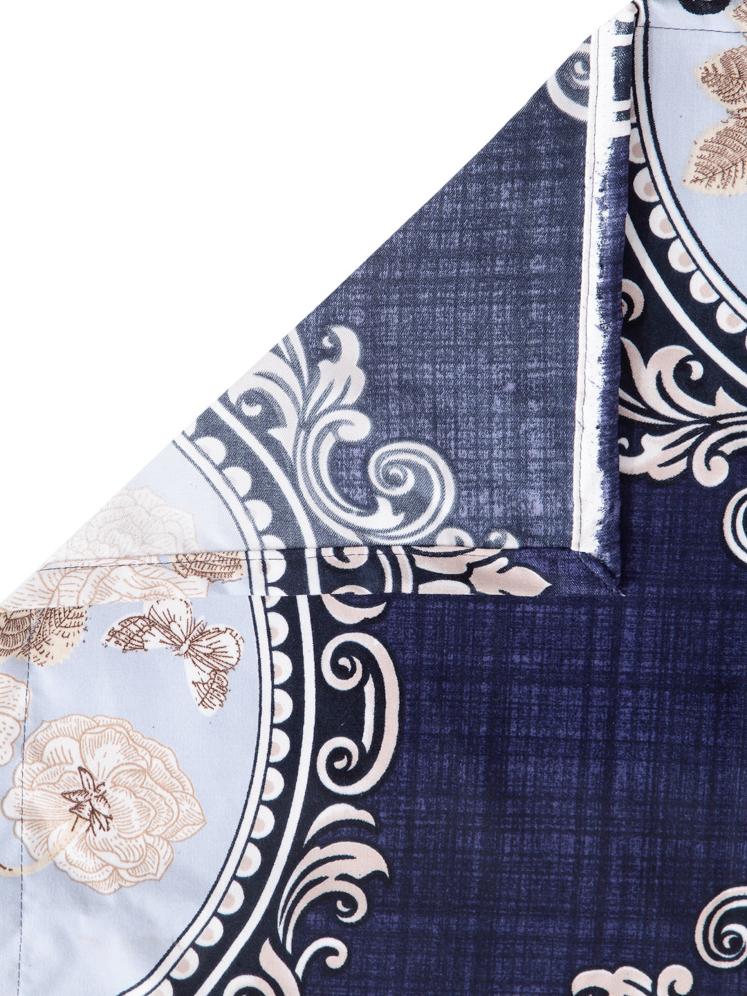 Arrabi Blue Floral TC Cotton Blend Double Size Bedsheet with 2 Pillow Covers (250 X 225 cm)