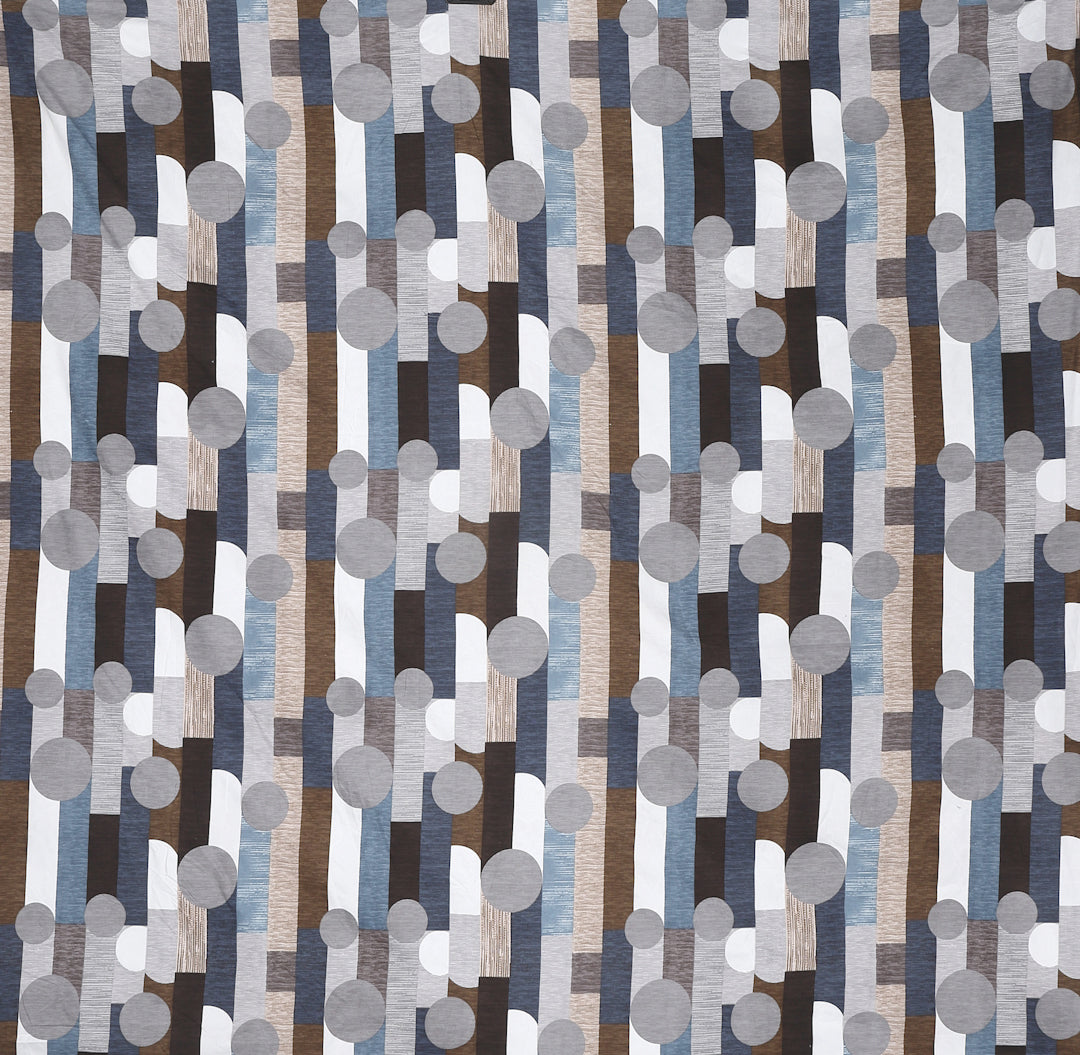 Arrabi Grey Geometric TC Cotton Blend Super King Size Bedsheet with 2 Pillow Covers (270 x 260 cm)