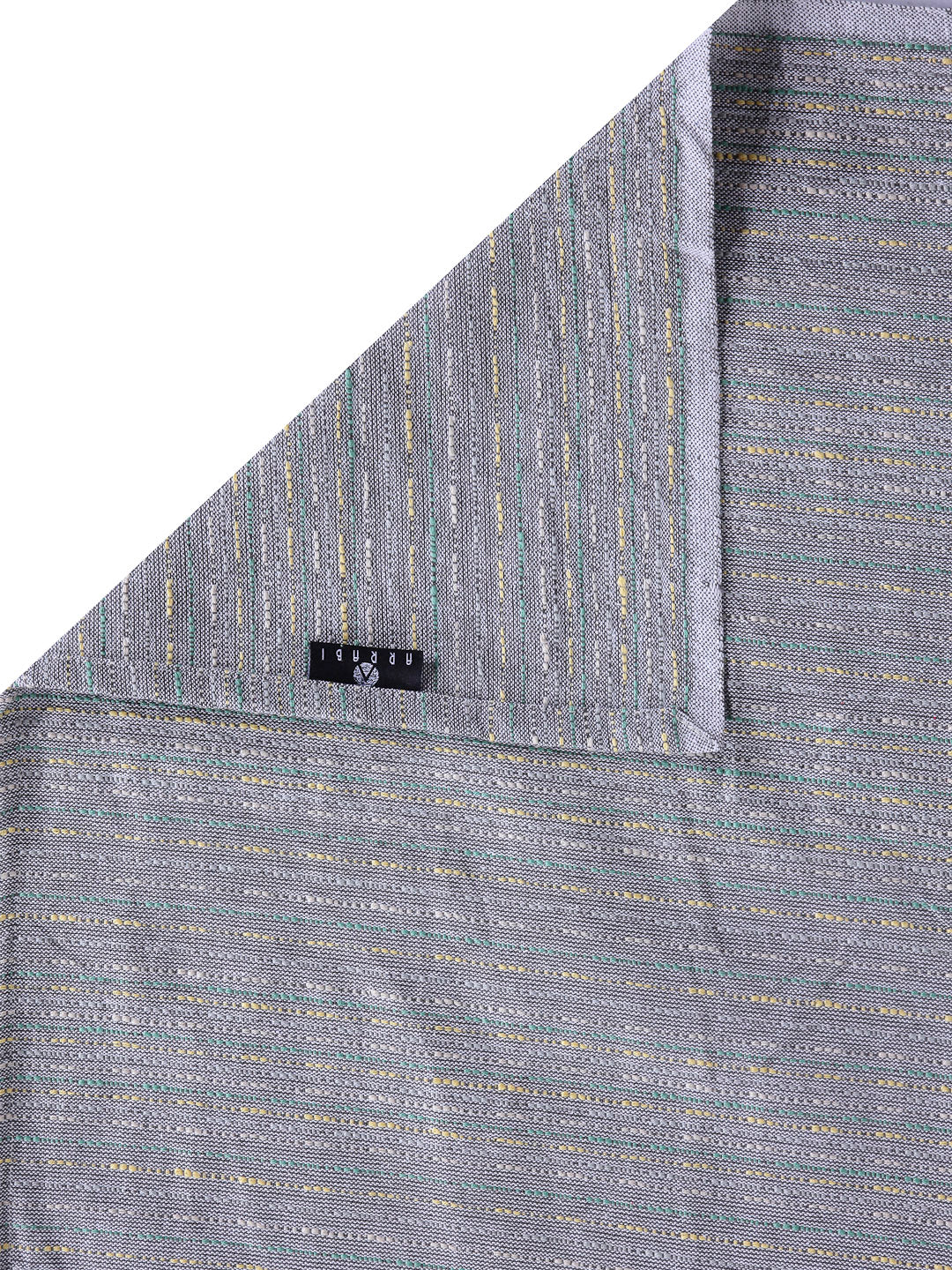 Arrabi Grey Stripes Handwoven Cotton Single Size Bedsheet with 1 Pillow Cover (230 x 150 cm)