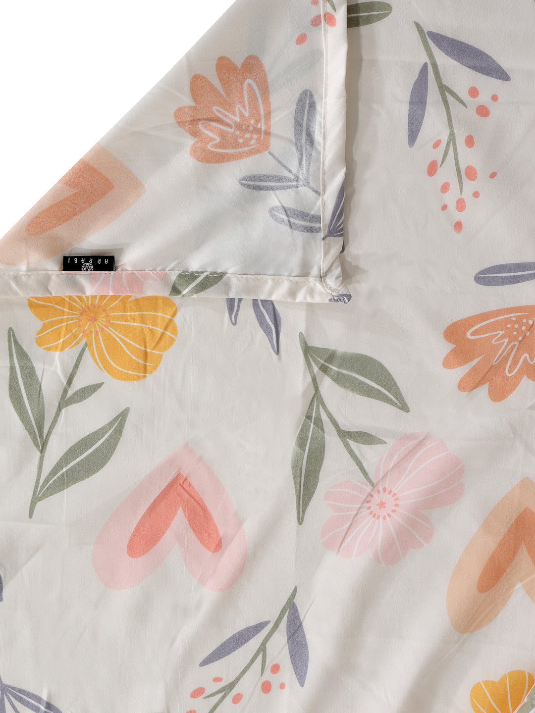 Arrabi Cream Floral TC Cotton Blend King Size Bedsheet with 2 Pillow Covers (250 x 215 cm)