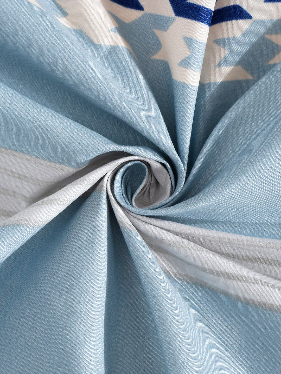 Arrabi Blue Geometric TC Cotton Blend King Size Bedsheet with 2 Pillow Covers (250 x 215 cm)