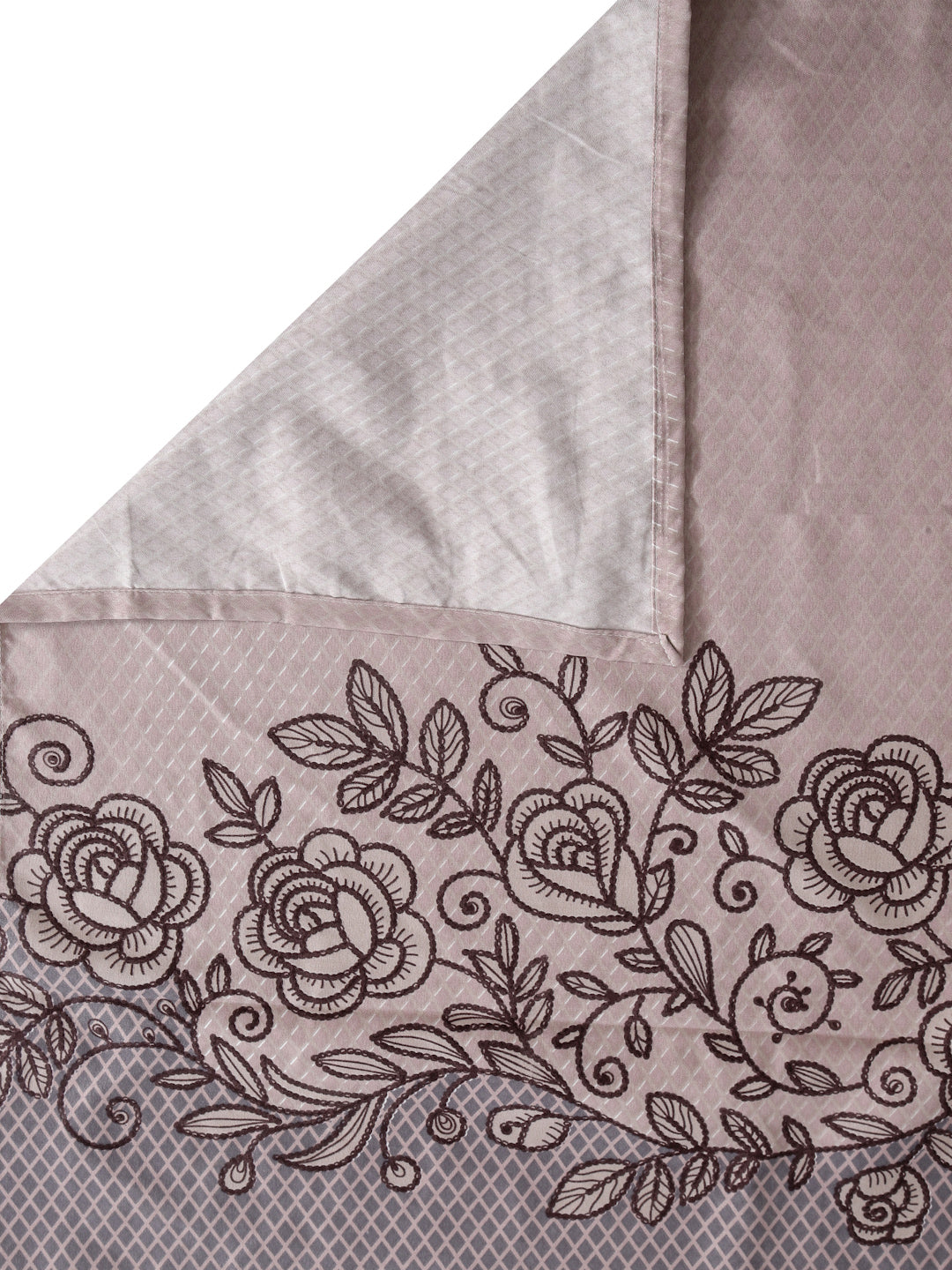 Arrabi Brown Floral TC Cotton Blend King Size Bedsheet with 2 Pillow Covers (250 X 215 cm)